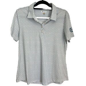 Greg Norman Collection White Printed Button-Down Polo Shirt
